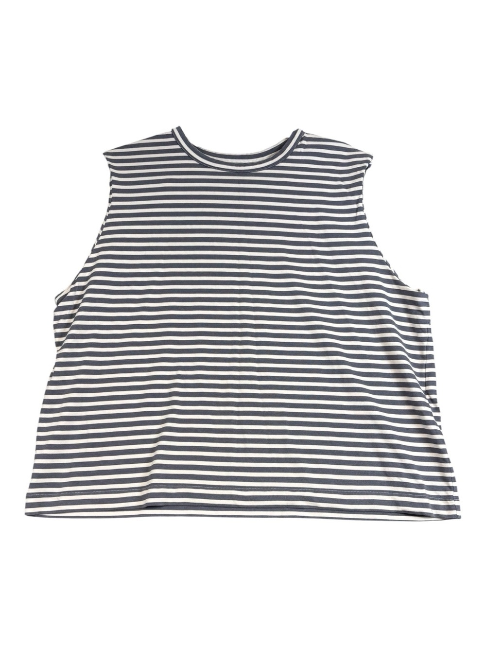 Madewell Structured Muscle Tee Stripe Knit Tank Top Black White 1X EUC